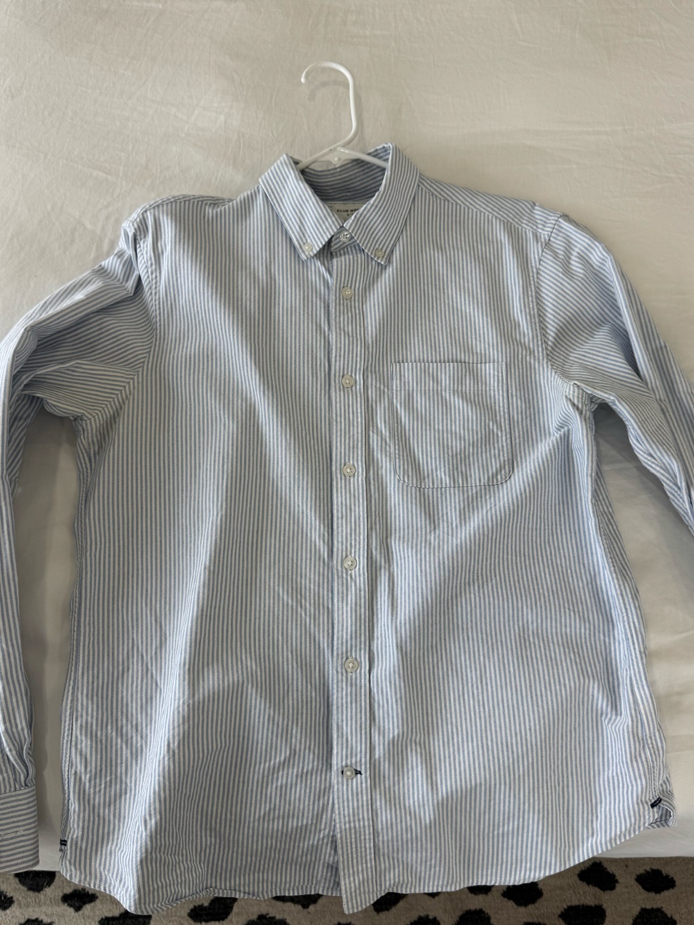 Club Monaco Blue and White Striped Dress Shirt
